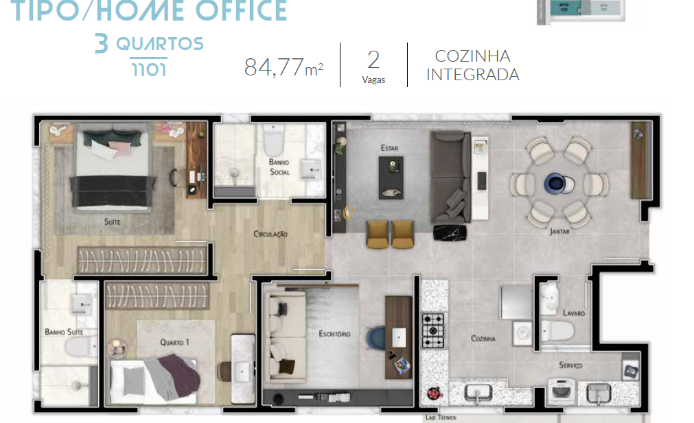 Apartamento à venda com 1 quarto, 62m² - Foto 8