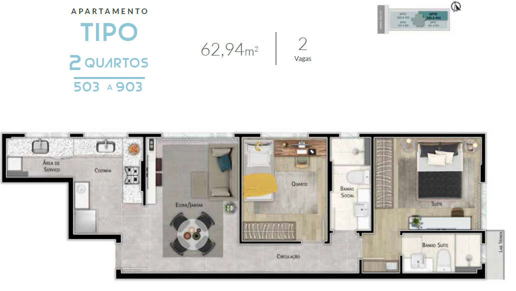 Apartamento à venda com 1 quarto, 62m² - Foto 14