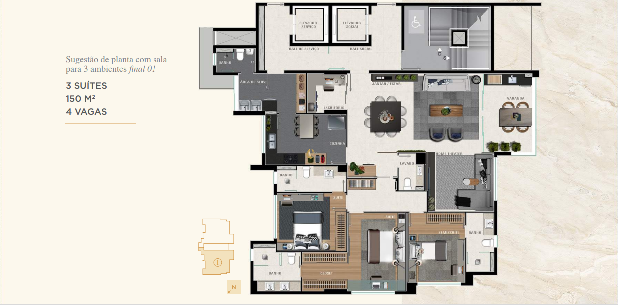 Apartamento à venda com 4 quartos, 150m² - Foto 11