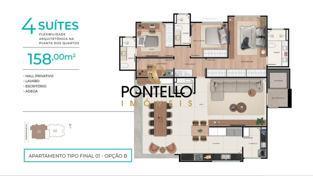 Apartamento, 3 quartos, 158 m² - Foto 2
