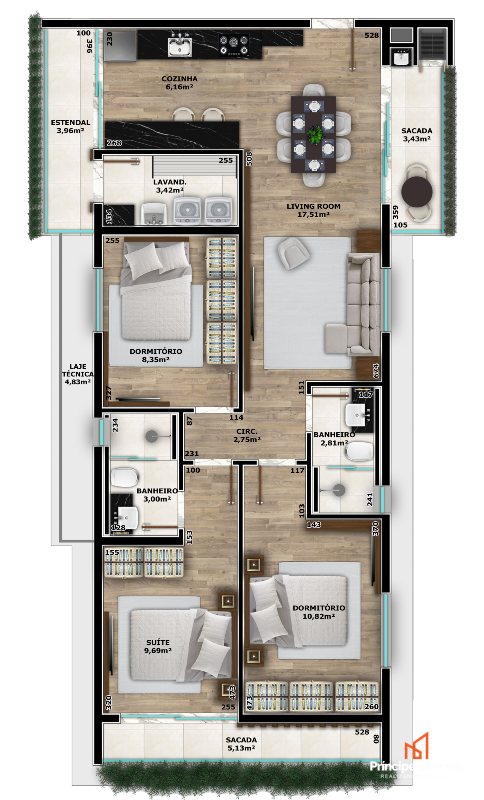 Apartamento à venda em Joinville, Saguaçu, 3 quartos: 