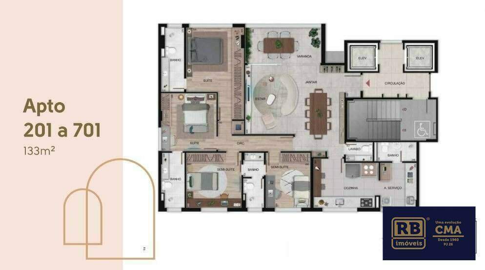 Apartamento à venda com 2 quartos, 133m² - Foto 3