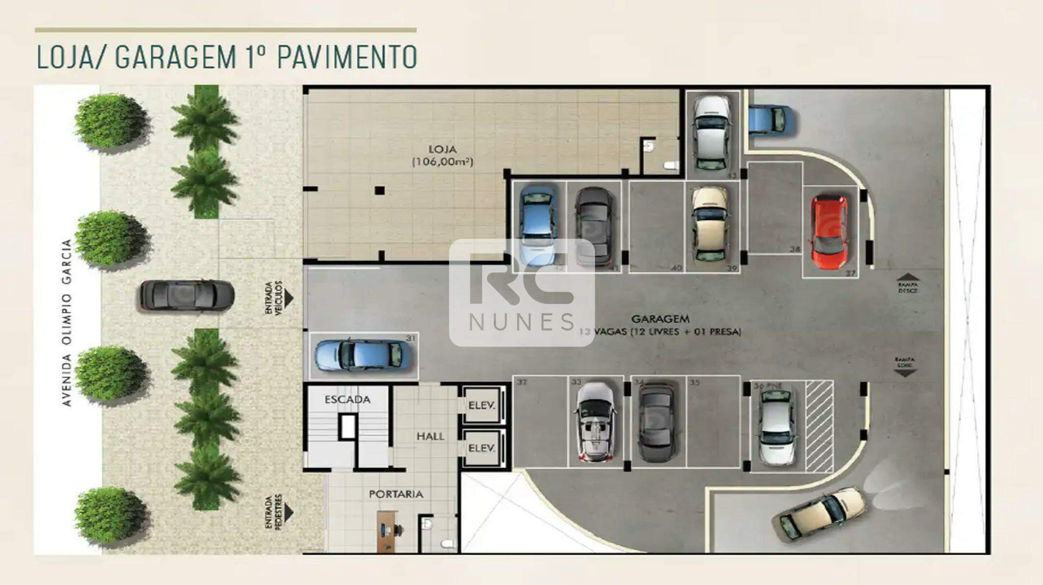 Apartamento à venda no Eldorado: Garagem e loja - Térreo