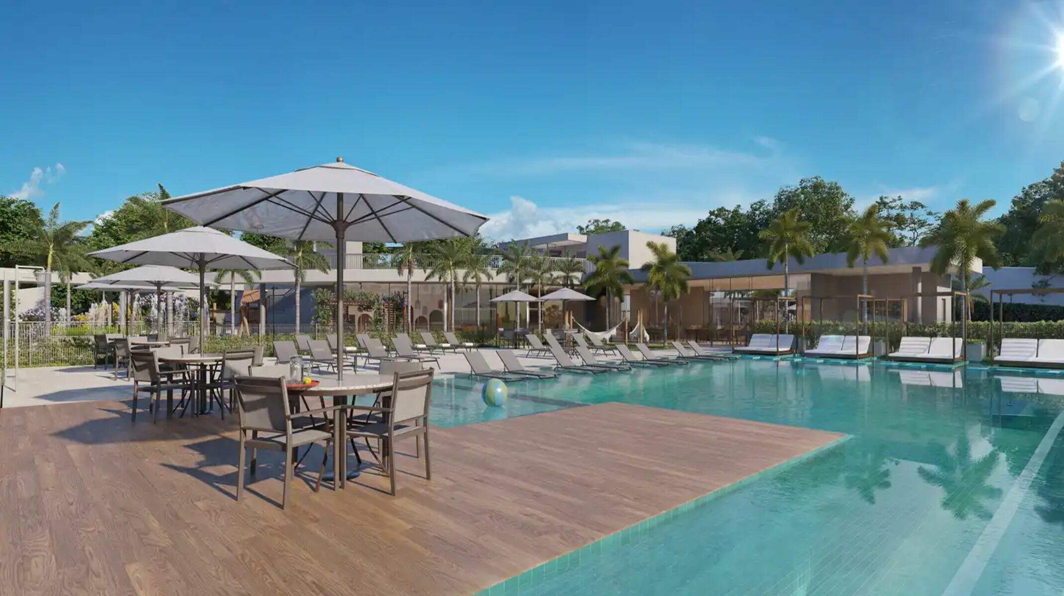 Apartamento à venda no Ouro Preto: Piscina com deck e prainha