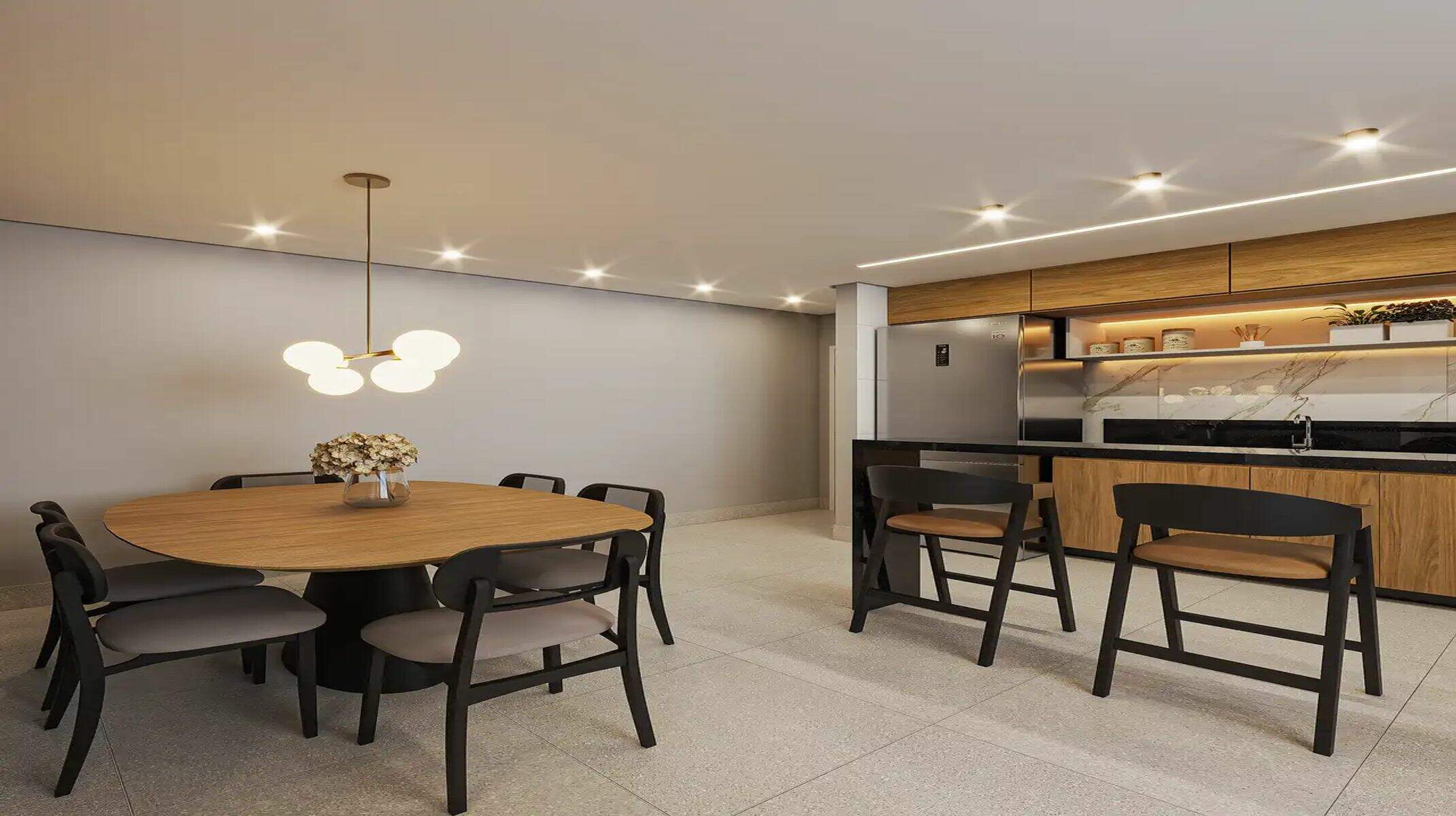 Apartamento à venda no Novo Progresso: Sala de estar e cozinha