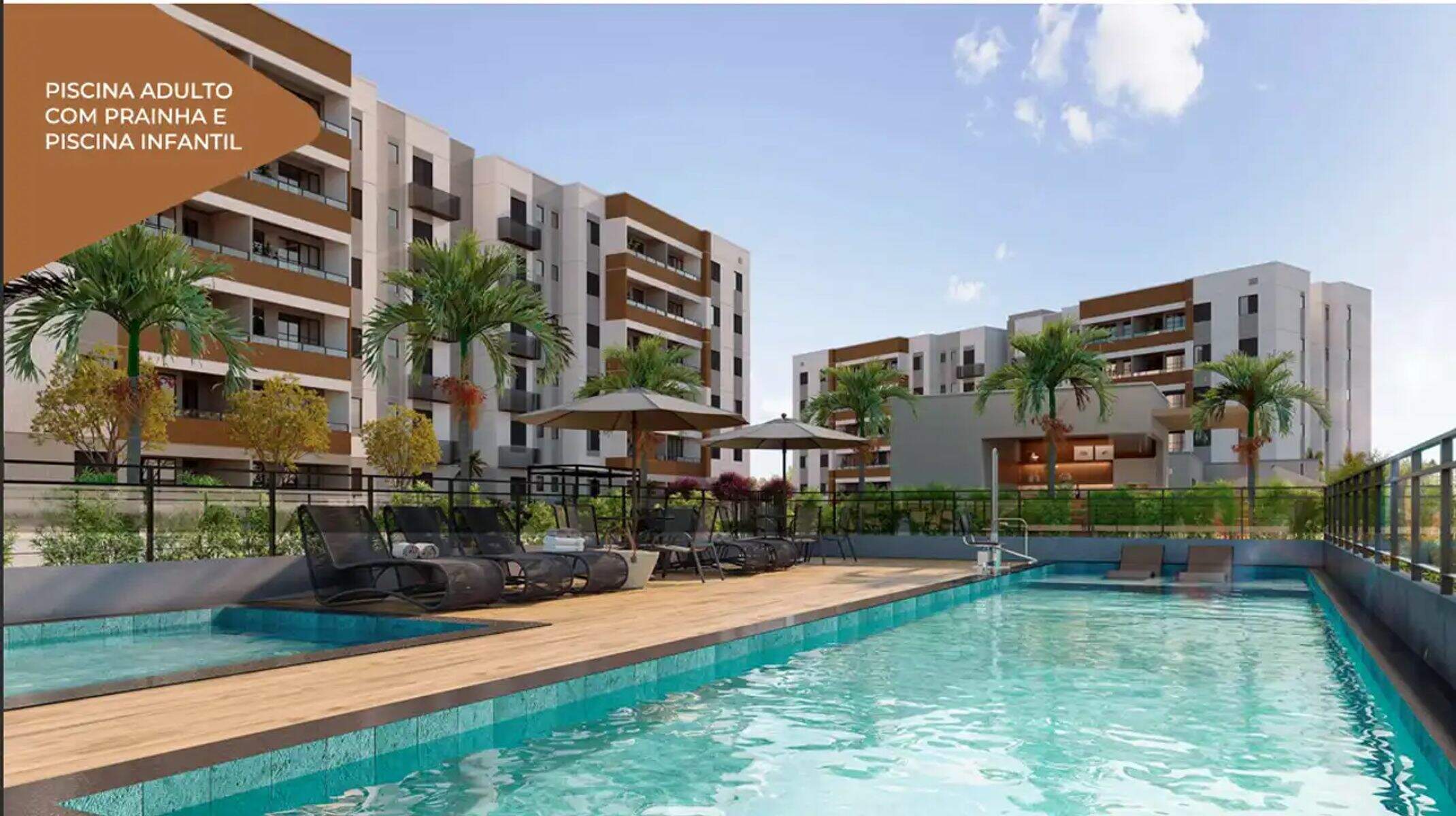 Apartamento à venda no Paquetá: Piscina Adulto com Prainha e Piscina Infantil
