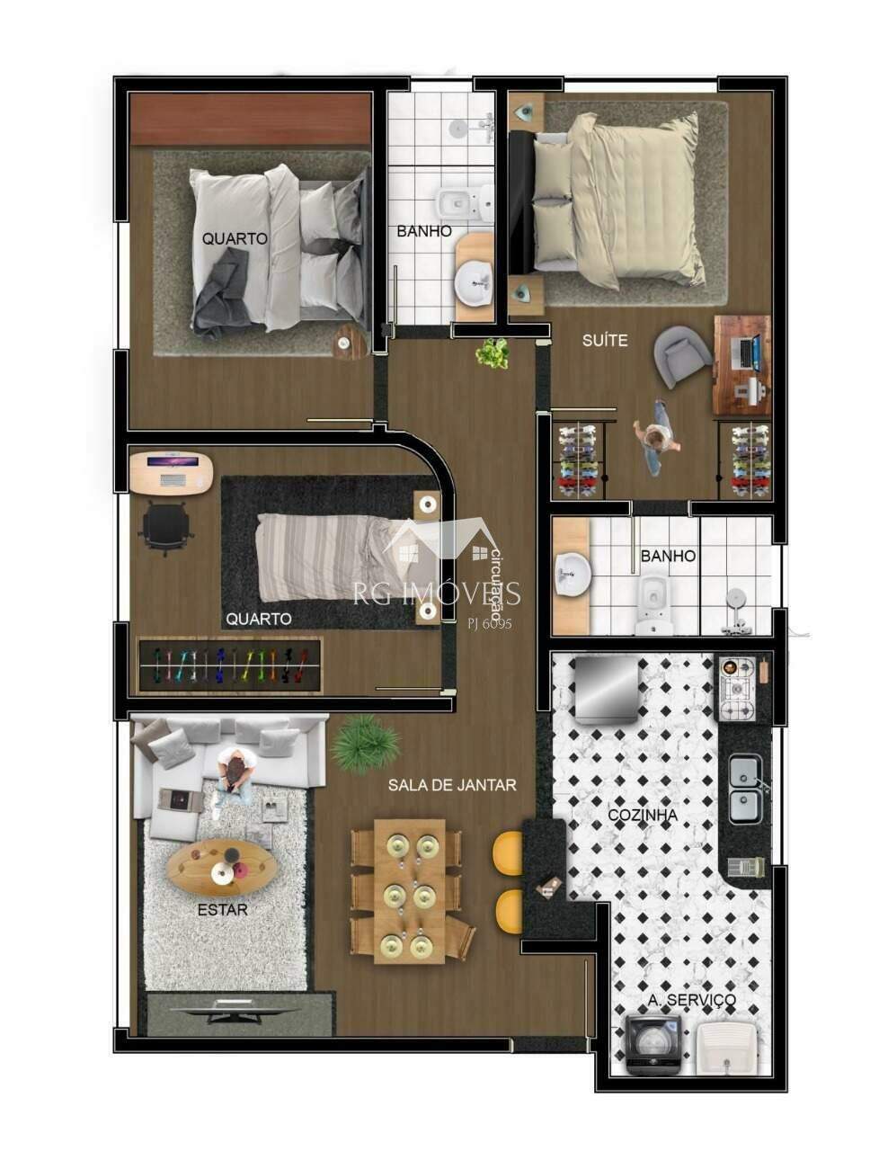 Apartamento à venda com 3 quartos, 78m² - Foto 3