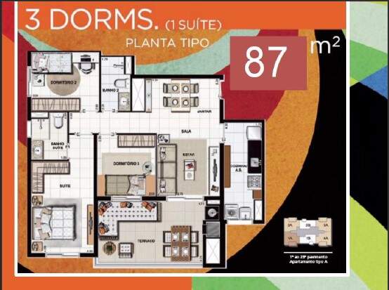 planta 3 dorm 87 m