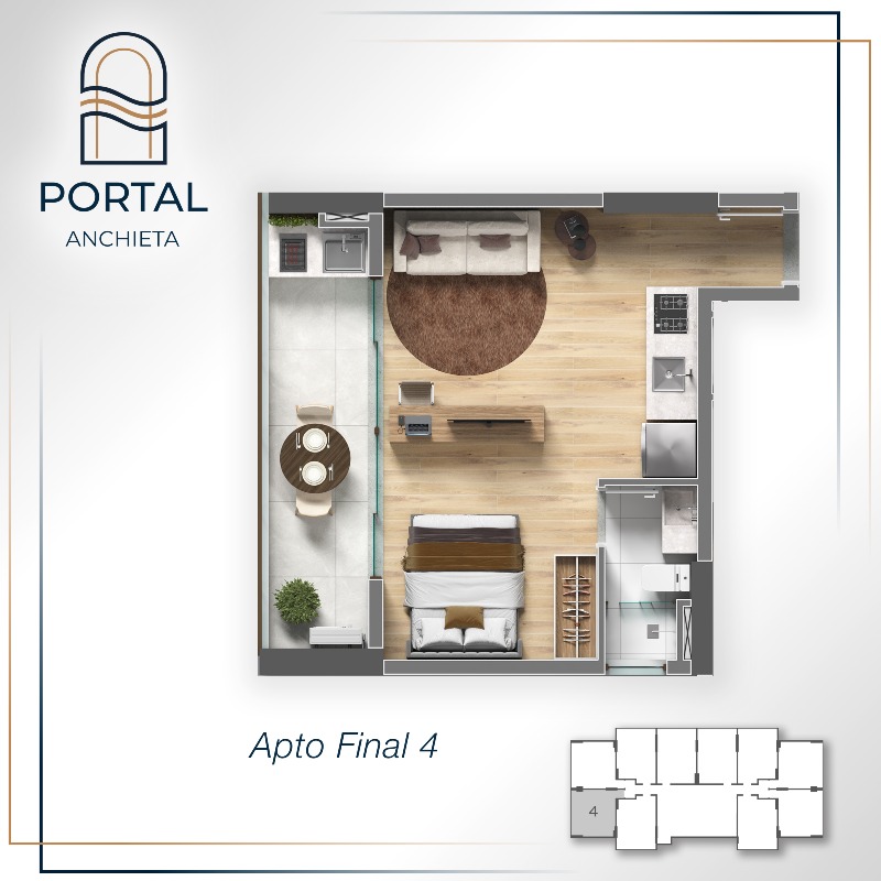 Studio à venda no Centro: 