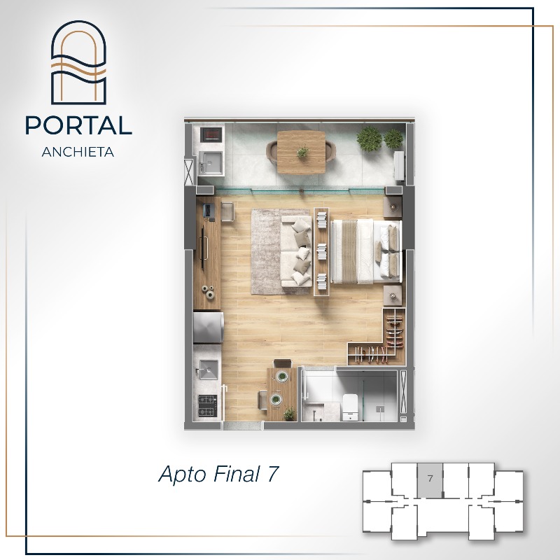 Studio à venda no Centro: 