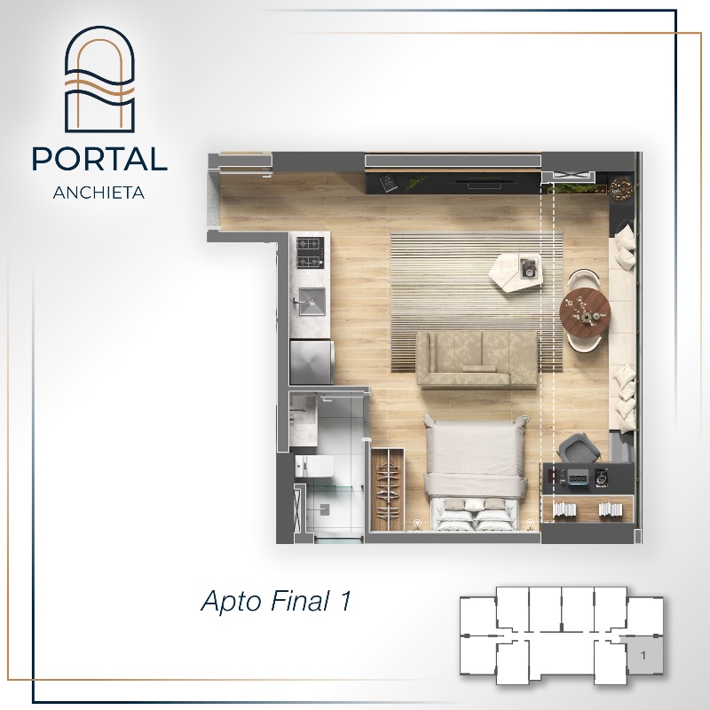 Studio à venda no Centro: 