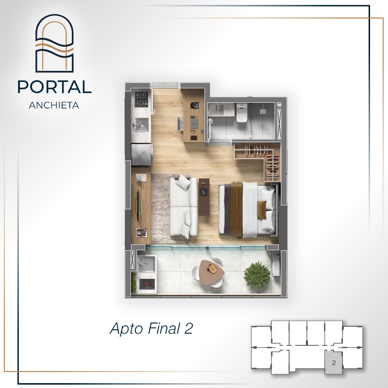 Studio à venda no Centro: 