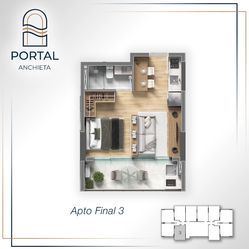 Studio à venda no Centro: 