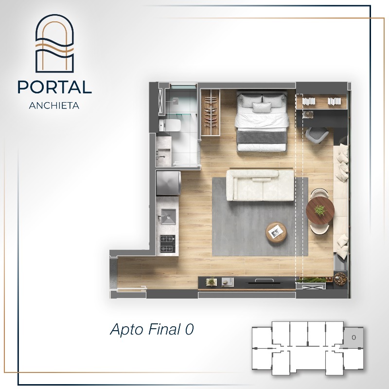 Studio à venda no Centro: 