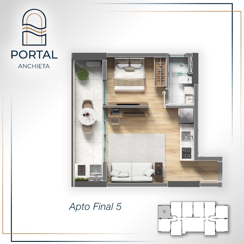 Studio à venda no Centro: 