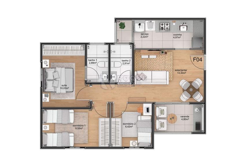 Apartamento à venda no bairro Terras de Santa Bárbara: