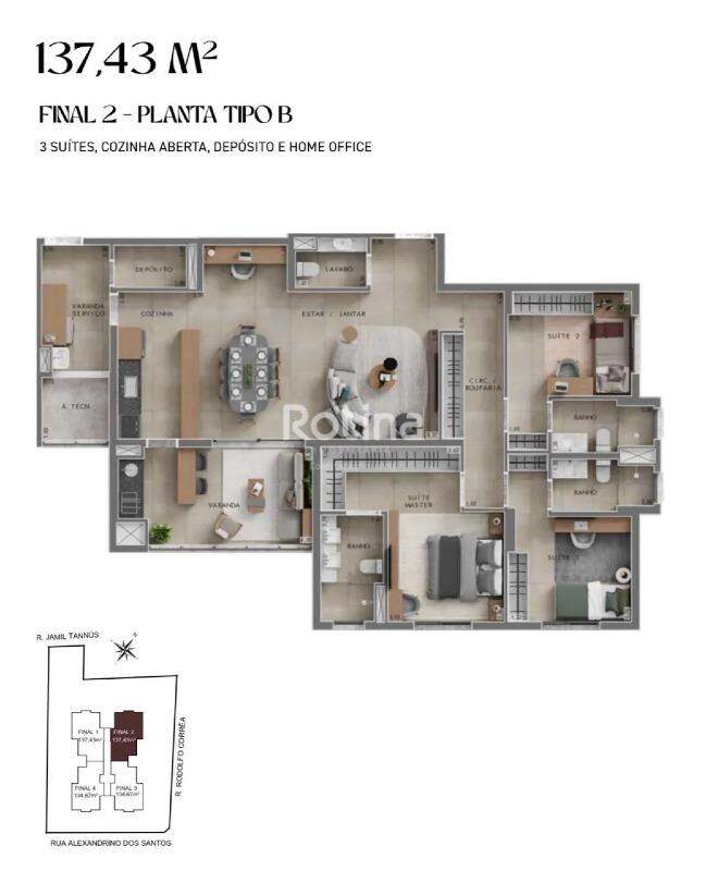 Apartamento à venda, 3 quartos em Uberlândia no bairro Lídice no valor de R$ 1.390.000,00 - Rotina Imobiliária: 