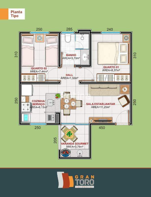 Apartamento à venda, 2 quartos em Uberlândia no bairro Laranjeiras no valor de R$ 250.000,00 - Rotina Imobiliária: 