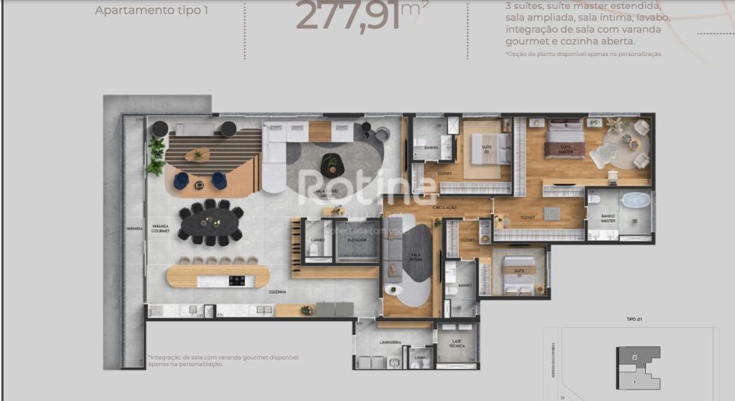 Apartamento à venda, 4 quartos em Uberlândia no bairro Gávea no valor de R$ 3.445.000,00 - Rotina Imobiliária: 