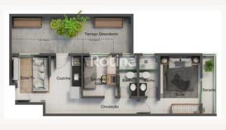 Apartamento à venda, 2 quartos em Uberlândia no bairro Santa Mônica no valor de R$ 386.700,00 - Rotina Imobiliária: 