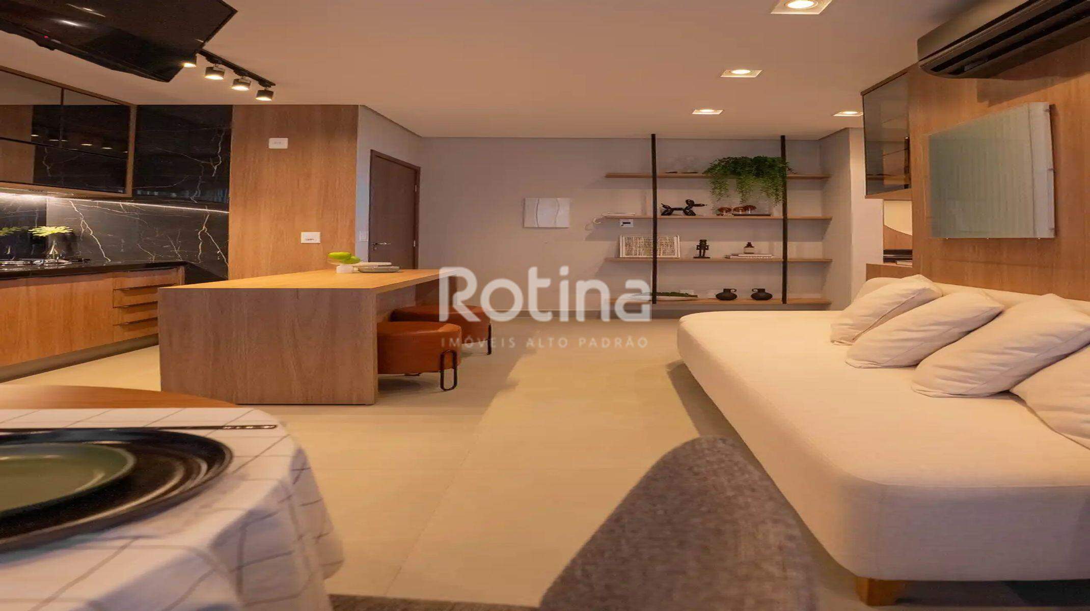 Apartamento à venda, 1 até 1 quartos em Uberlândia no bairro Saraiva no valor de R$ R$ 485.000,00 até R$ 485.000,00 - Rotina Imobiliária: Sala de estar e cozinha