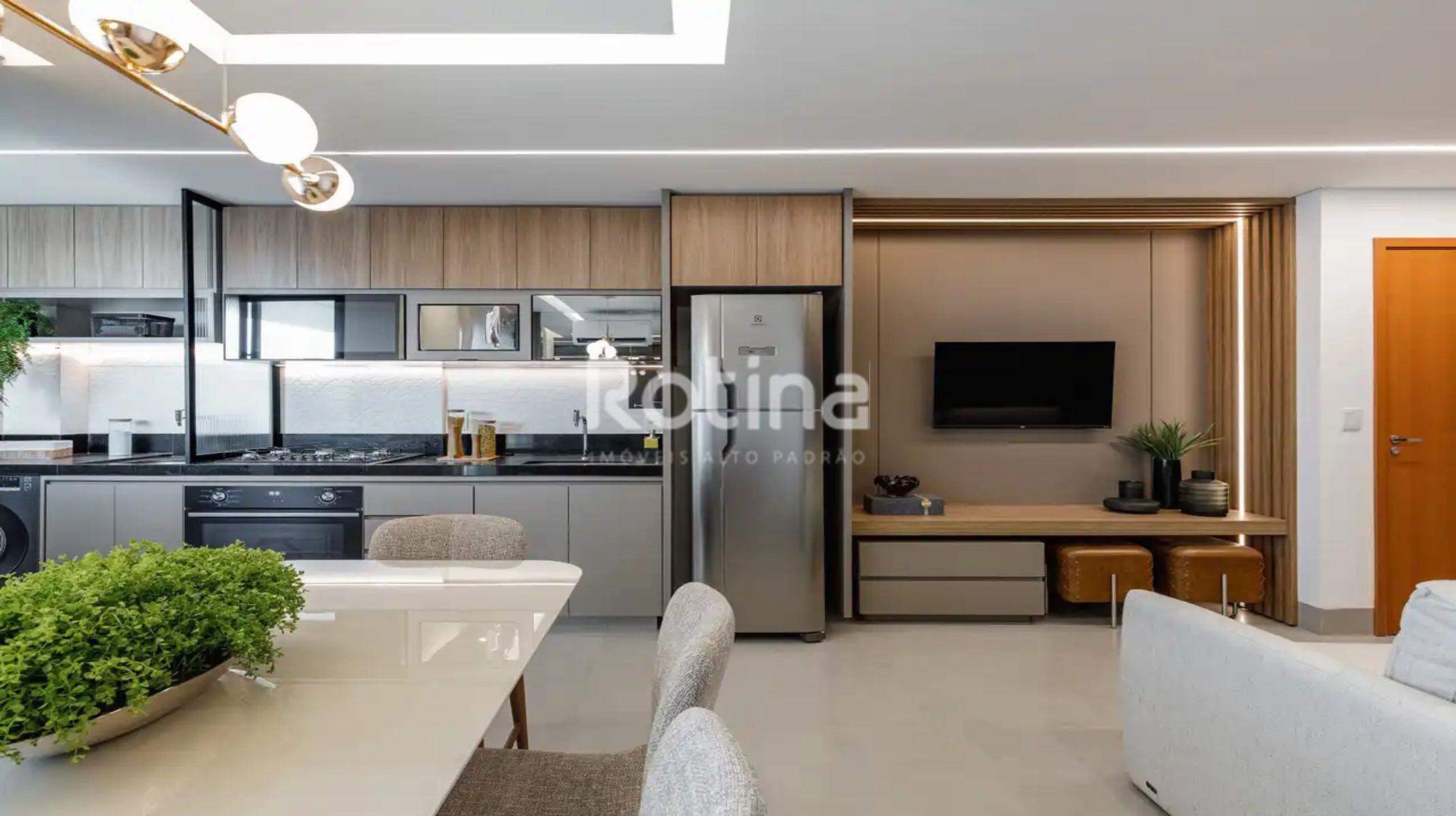 Apartamento à venda, 2 até 2 quartos em Uberlândia no bairro Lídice no valor de R$ R$ 427.900,00 até R$ 427.900,00 - Rotina Imobiliária: Sala de jantar e cozinha