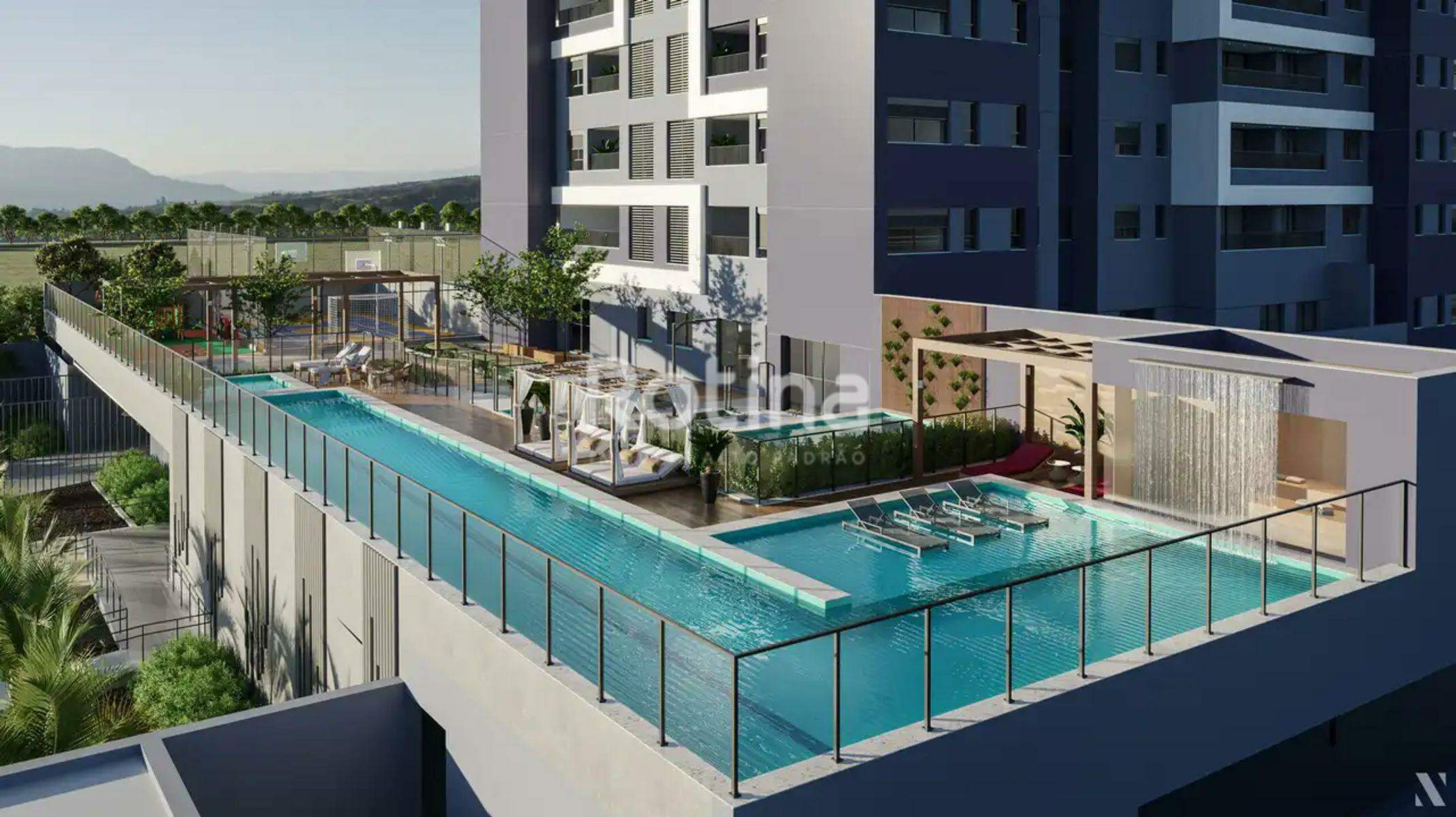 Apartamento à venda, 3 até 3 quartos em Uberlândia no bairro Jardim Sul no valor de R$ R$ 1.004.899,00 até R$ 1.004.899,00 - Rotina Imobiliária: Piscina de raia com deck molhado