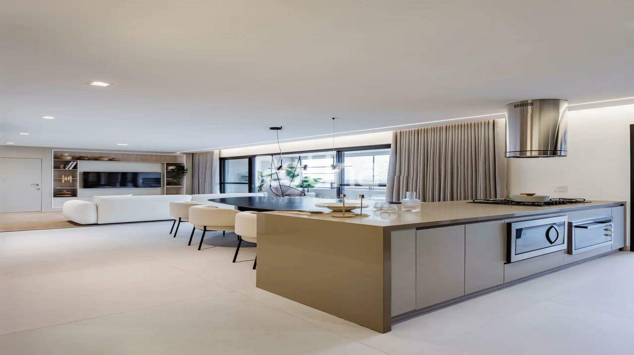 Apartamento à venda, 3 até 3 quartos em Uberlândia no bairro Jardim Sul no valor de R$ R$ 1.681.575,00 até R$ 2.246.705,00 - Rotina Imobiliária: Sala de estar e cozinha