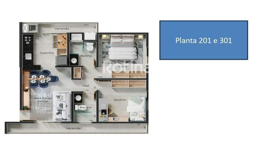 Apartamento à venda, 2 quartos em Uberlândia no bairro Santa Mônica no valor de R$ 430.000,00 - Rotina Imobiliária: 
