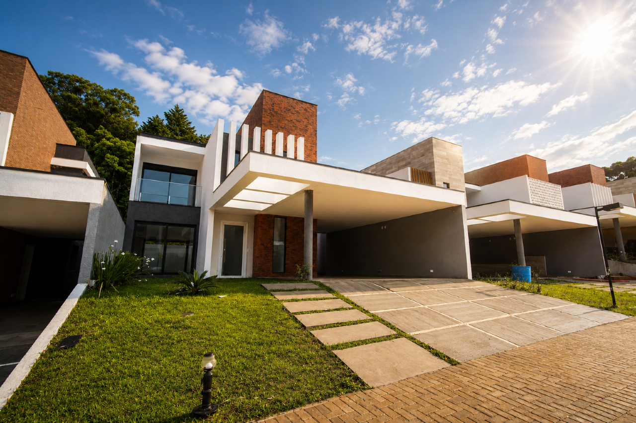 Sobrado Novo em Condomínio com Quintal, Terraço, 3 suítes, 4 vagas e 256m2 à venda - Santo Inácio, Curitiba