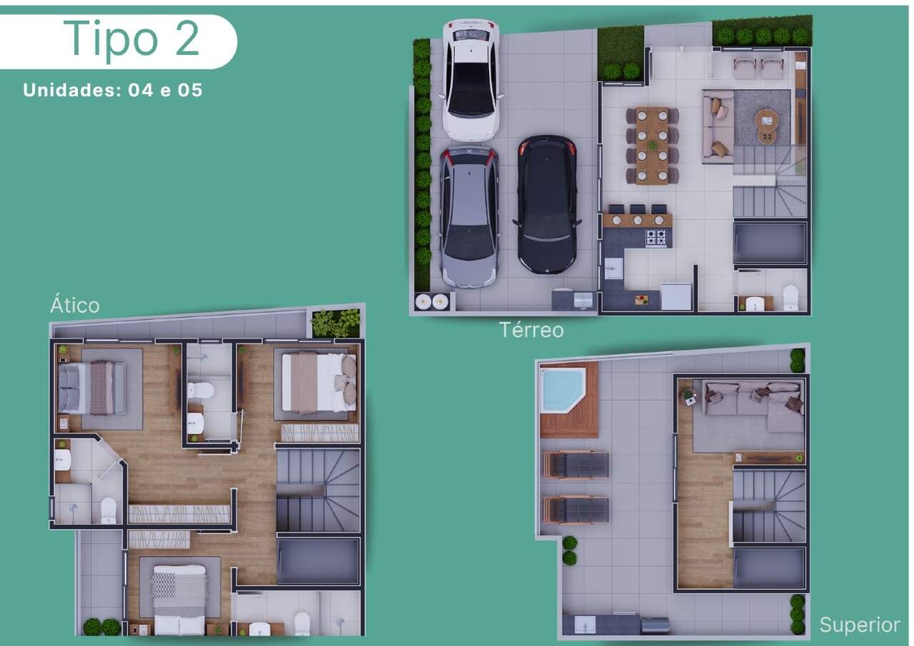 Casa em Condomínio com Vista Livre, 3 Suítes, 3 Vagas de garagem. Para Locação, 191 m² - Santa Felicidade - Curitiba/PR miniatura 5