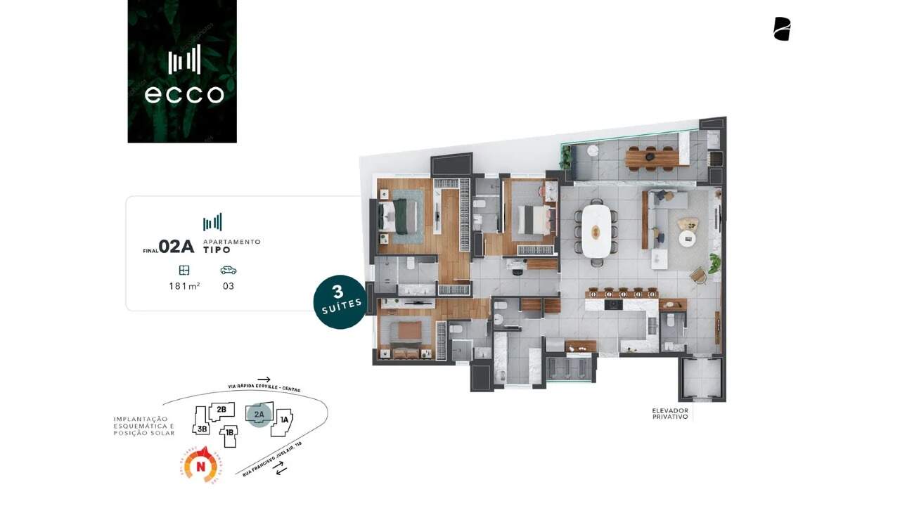 Apartamento Garden de alto padrão com 3 suítes e 203,02 m² privativos no Ecoville miniatura 24