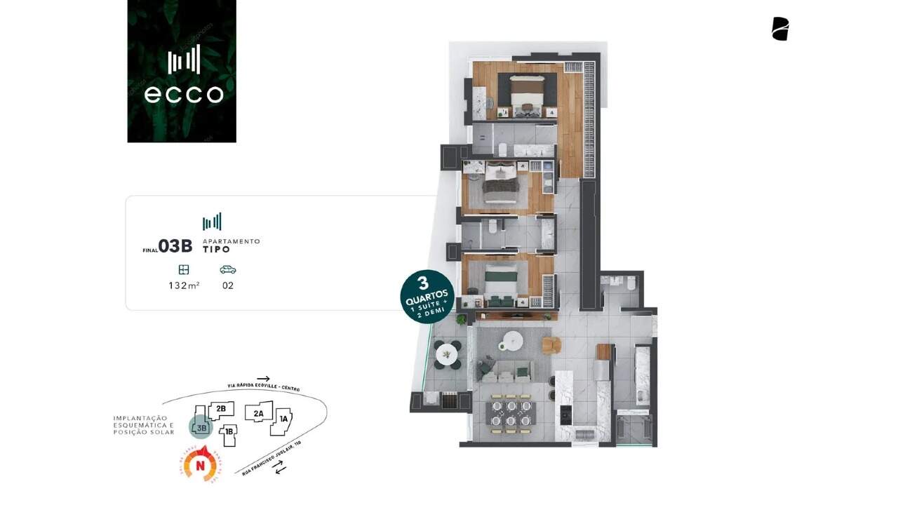 Apartamento Garden de alto padrão com 3 suítes e 203,02 m² privativos no Ecoville miniatura 21
