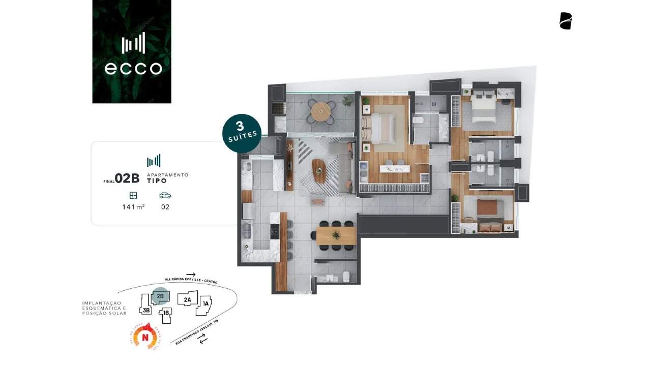 Apartamento Garden de alto padrão com 3 suítes e 203,02 m² privativos no Ecoville miniatura 23