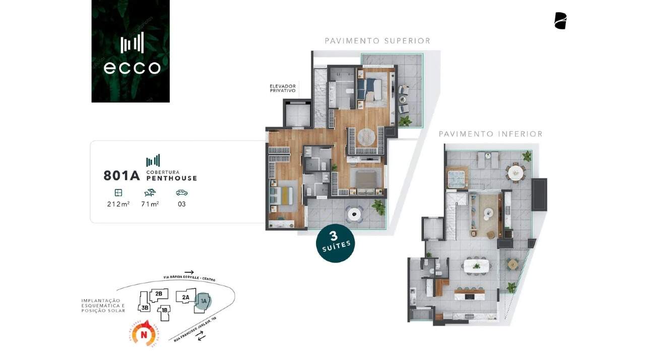 Apartamento Garden de alto padrão com 3 suítes e 203,02 m² privativos no Ecoville miniatura 30