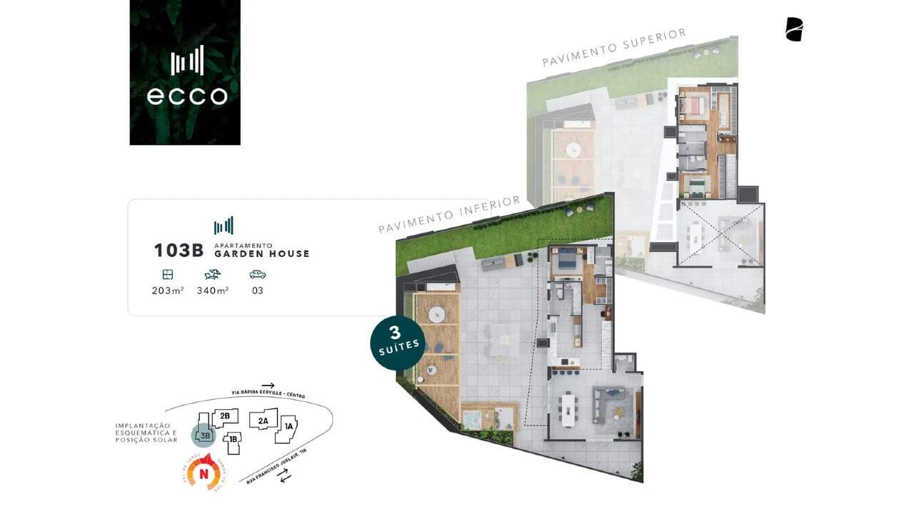 Apartamento de alto padrão com 3 dormitórios e 109,98 m² privativos no Ecoville miniatura 30