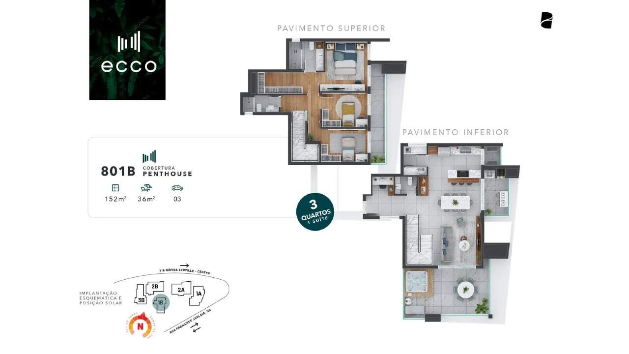 Apartamento de alto padrão com 3 dormitórios e 109,98 m² privativos no Ecoville miniatura 28