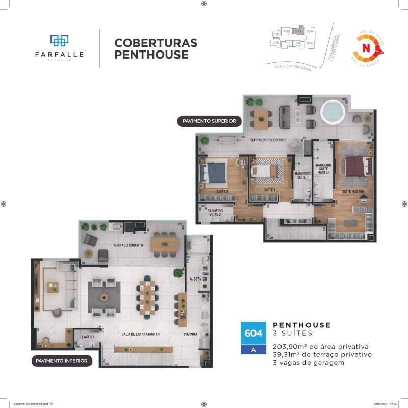 Cobertura no Farfalle Ecoville com 3 suítes e 180,13 m² privativos miniatura 3