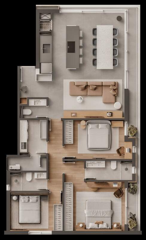 Apartamento Novo Izar com 2 suítes e 93,53 m² privativos no Bigorrilho miniatura 5
