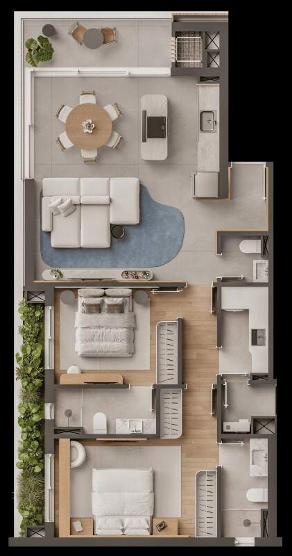 Apartamento Novo Izar com 2 suítes e 93,53 m² privativos no Bigorrilho miniatura 4