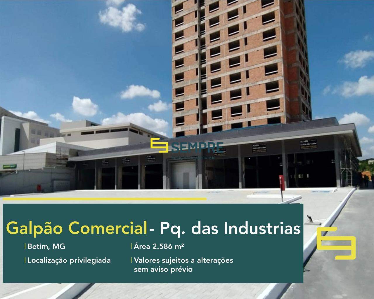 Galpão para aluguel no Parque das Industrias : Galpão com 2.586m² -  Betim MG
