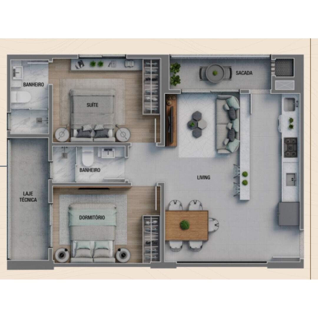 Apartamento com 2 quartos, Praia Brava: Planta do Apartamento