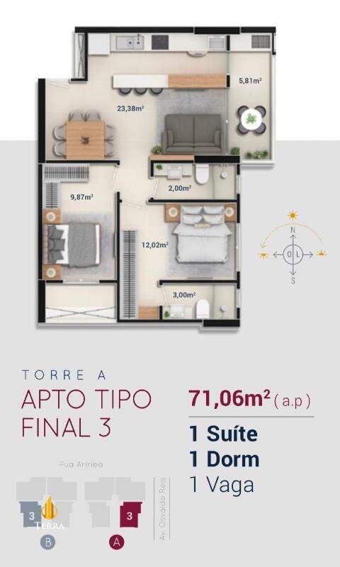 Duo Praia Brava Apartamento com 2 quartos, Praia Brava: 