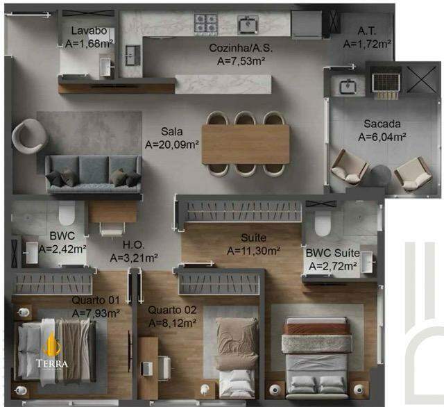 Edifício Art Tower Home Club Apartamento com 3 quartos, Centro: 