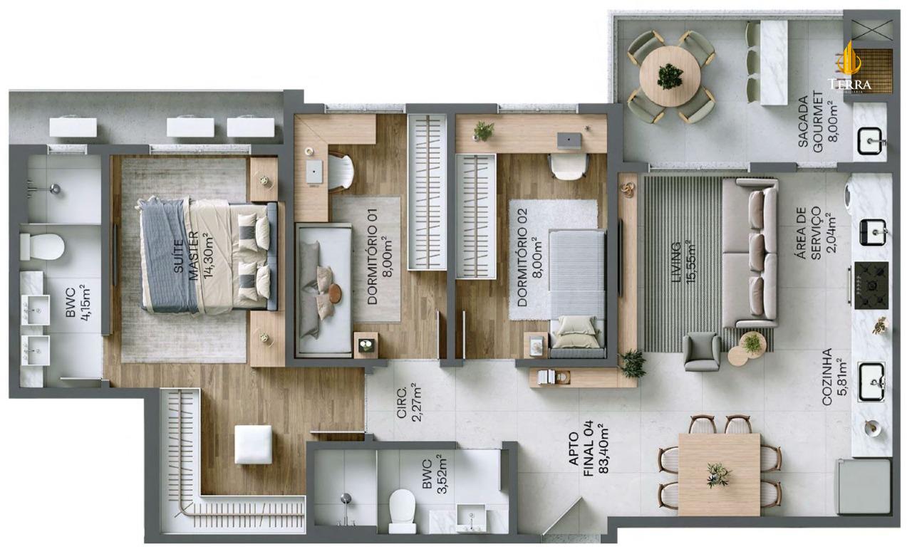 Living 360 Apartamento com 2 quartos, Vila Operária: 