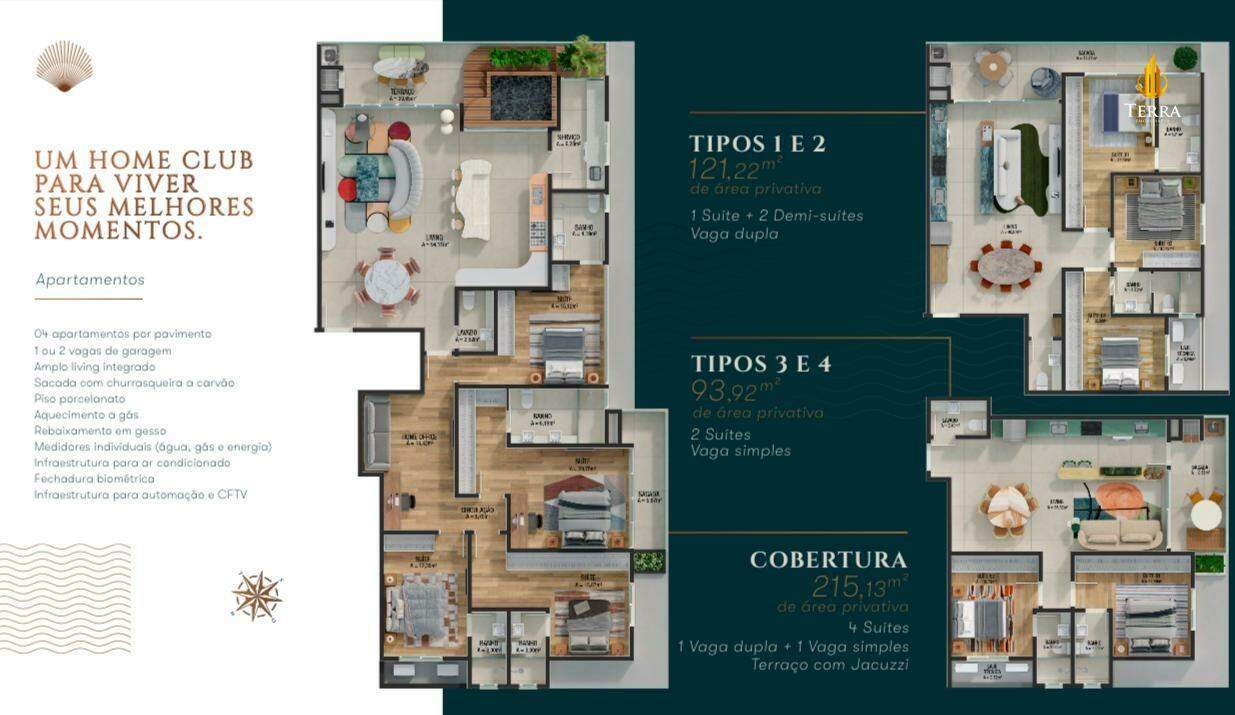 Brava Ocean Home Club Apartamento com 2 quartos, Praia Brava: 