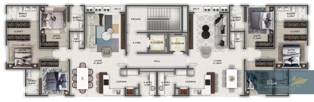 Apartamento com 110m², 3 dormitórios, 3 suítes, 2 vagas, Venus de Milo em Balneário Camboriú