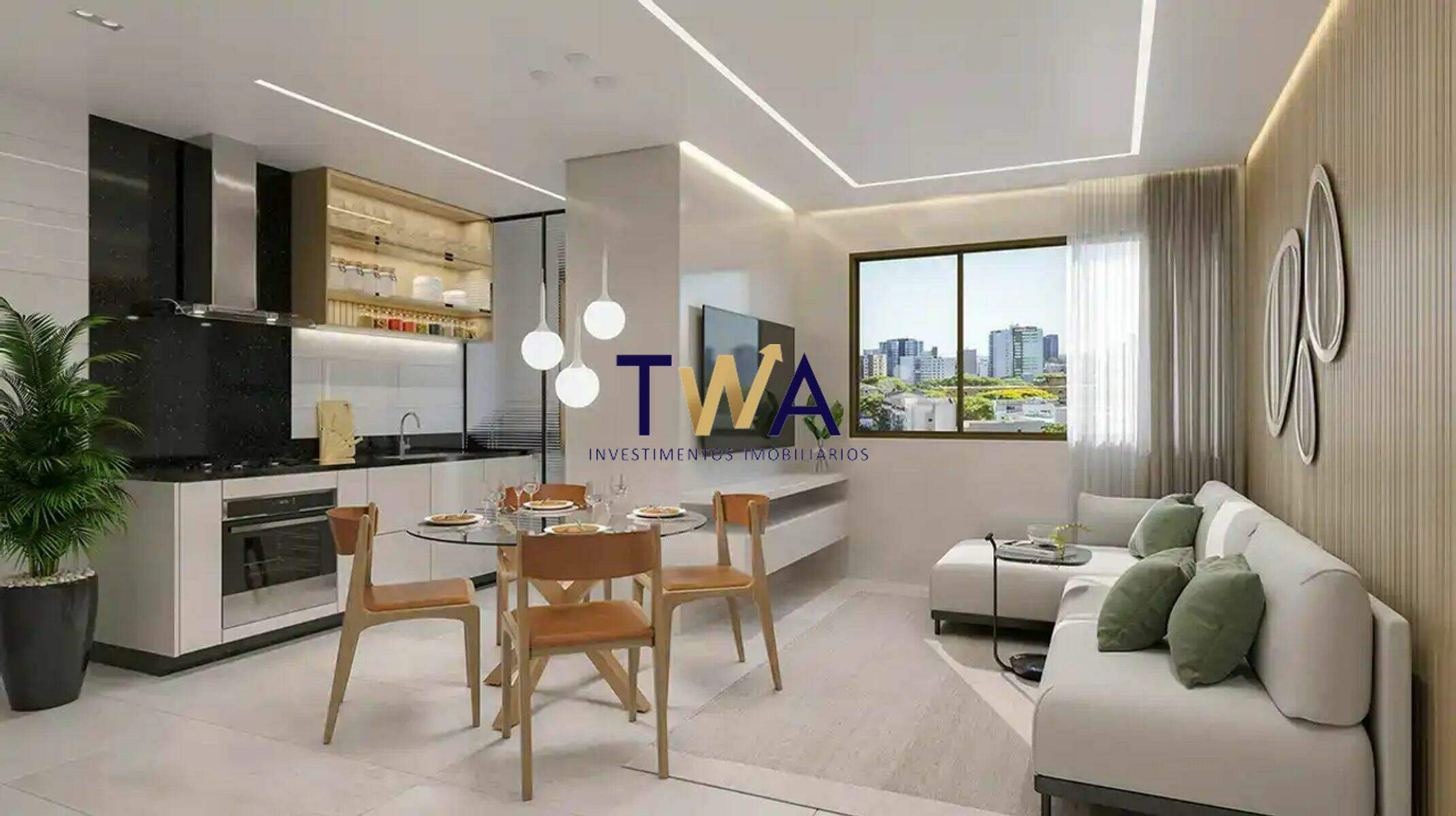 Apartamento, Travessia, Funcionários, à venda, TWA Investimentos. : Sala de estar e cozinha