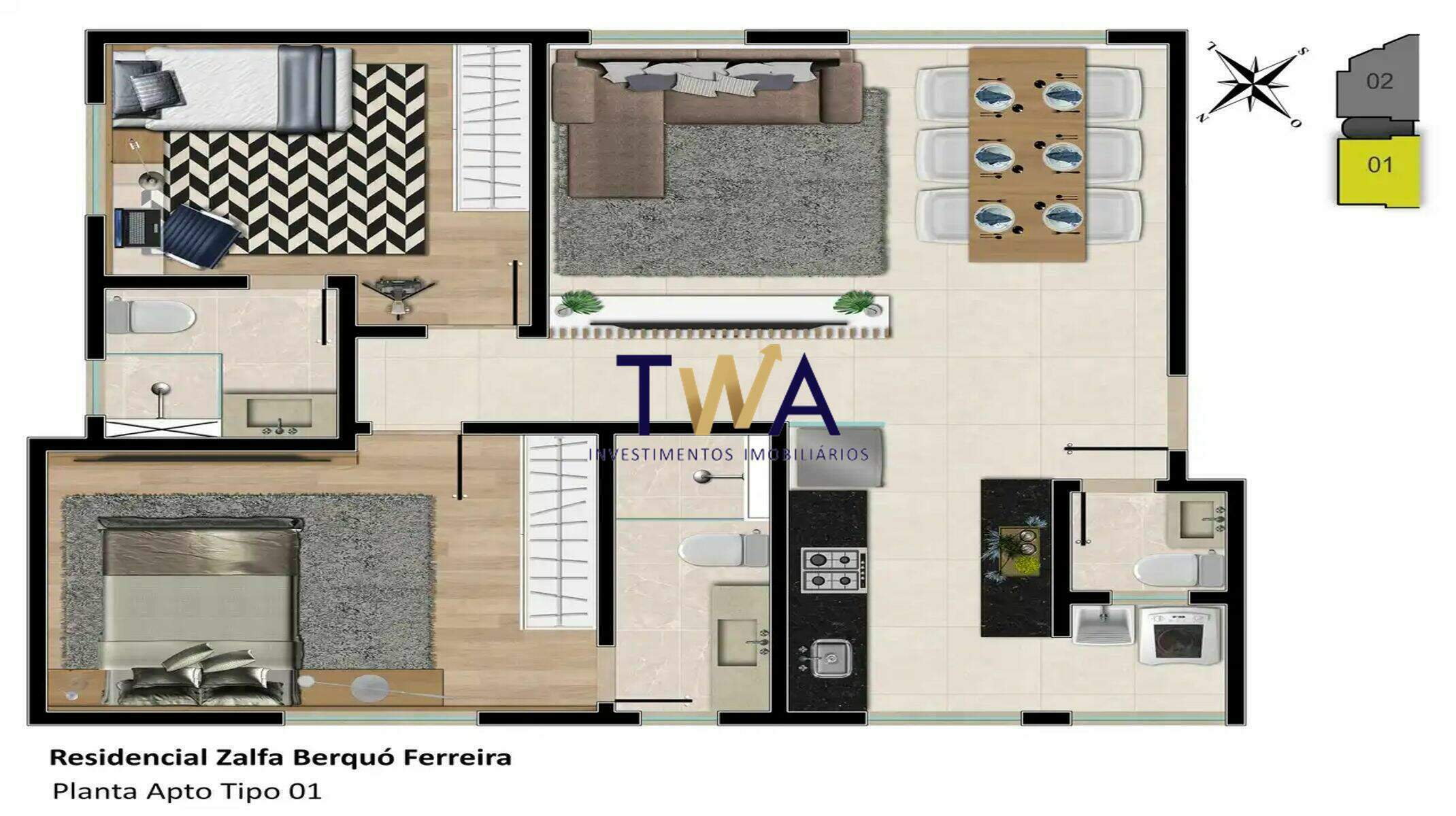 Apartamento, Zalfa Berquó, Vila Paris, à venda, TWA Investimentos. : 