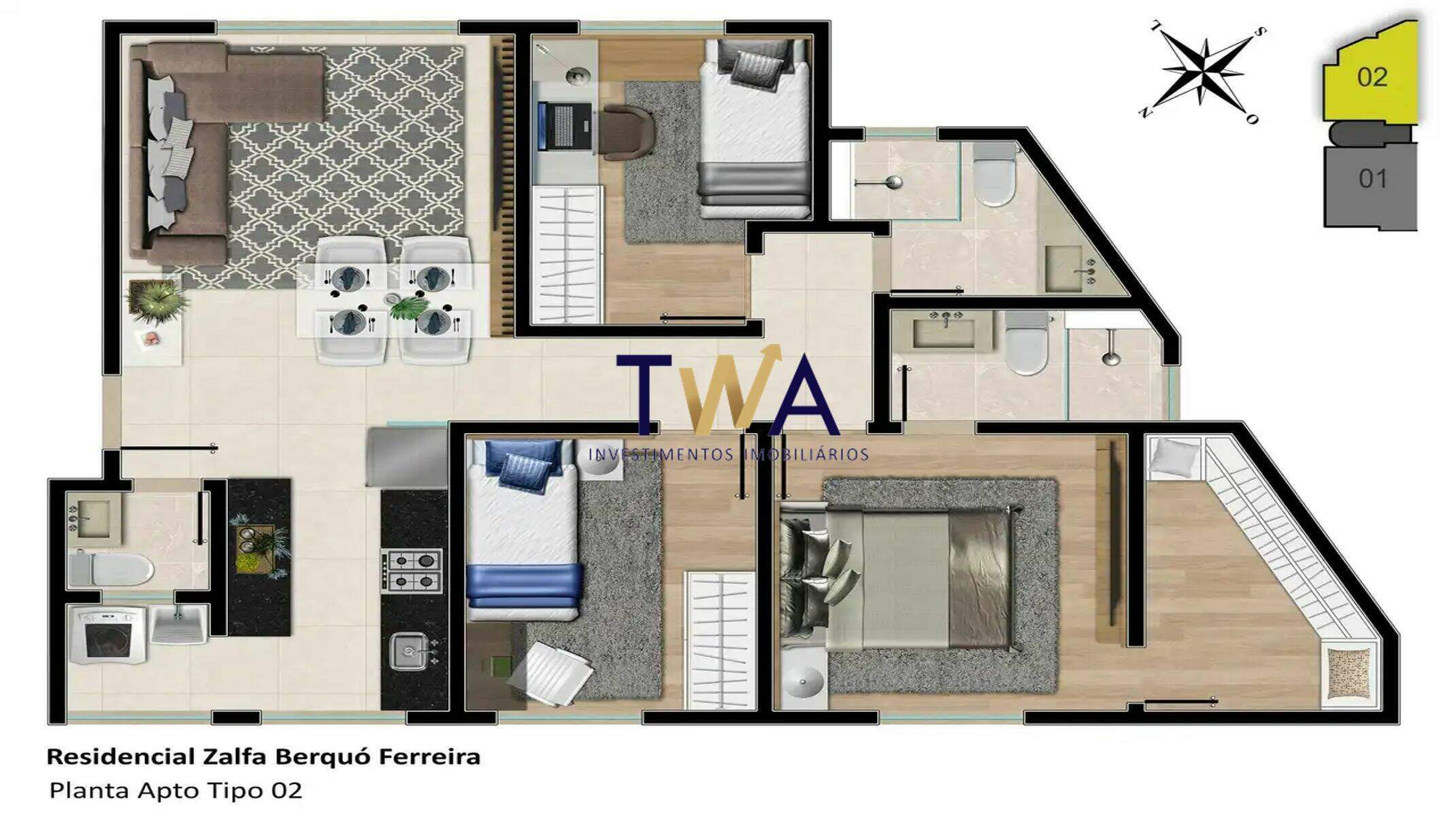 Apartamento, Zalfa Berquó, Vila Paris, à venda, TWA Investimentos. : 